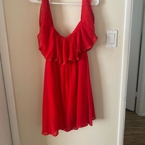 Red off the shoulder dress